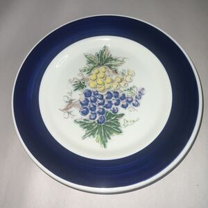 1 Vintage Salad Plate LA PRIMULA Made in Italy Fruit Blue Rimmed   7-3/4"